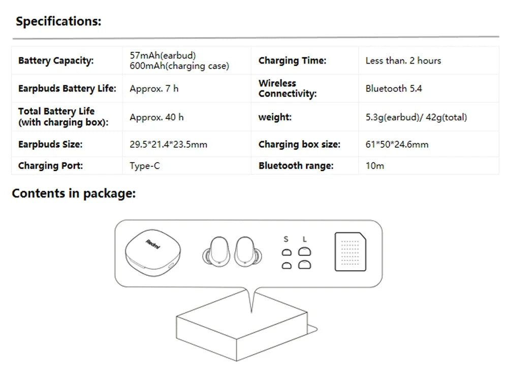 Xiaomi Redmi buds 6 Play Bluetooth 5.4 TWS Earphone Earbuds 10mm Dynamic Driver AI noise cancellation for calls
