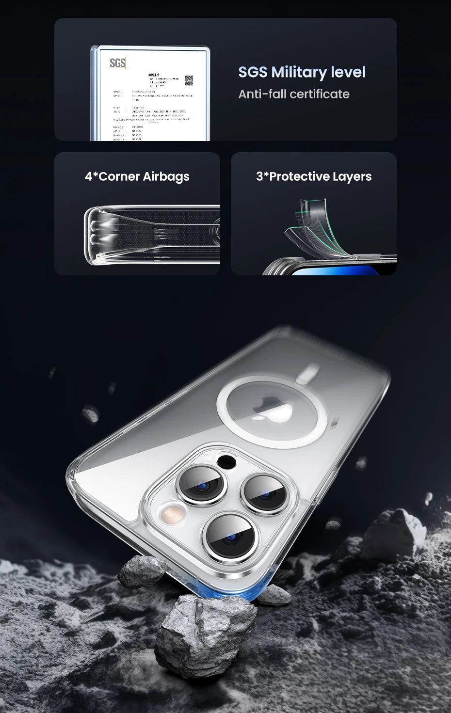 UGREEN for iPhone 14 13 12 Pro Max Magnetic Case Shockproof Cover for iPhone 15 Pro Max 15 Plus 15pro Magnet TPU PC Case