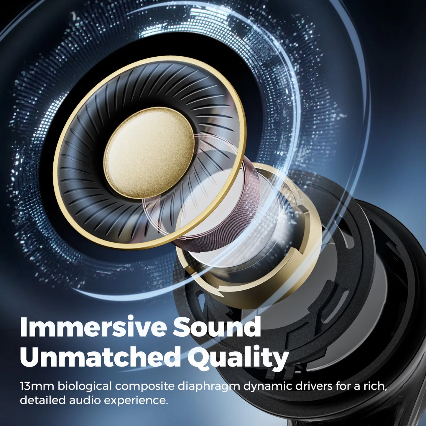 SoundPEATS Clear Pods Bluetooth Wireless Earphones with Dual ENC Mic, 13mm Drivers,Deep Bass, Total 40H Playtime, APP Control