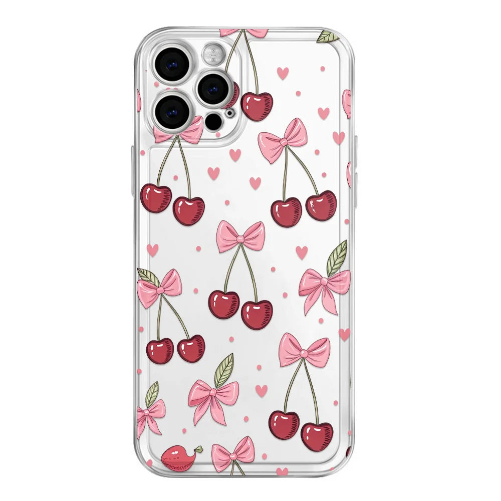 Cute Bows Phone Case For iPhone 16 15 14 13 12 11 Pro Max Mini X XR XS Max 78 15 Plus SE2022 Lens Protection Soft Back Cover