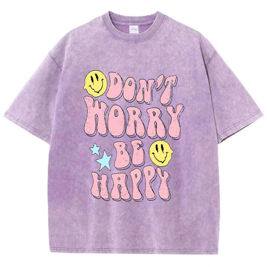 Don'T Worry Be Happy Female T-Shirt Street Breathable Tshirt Sport Casual Short Sleeve Cool Soft Personality Clothes Women