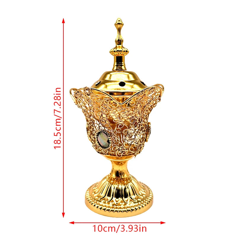 Metal Indoor Burner Middle East Church Electric Censer Metal Burner Vintage Sandalwood Burner (EU Plug)