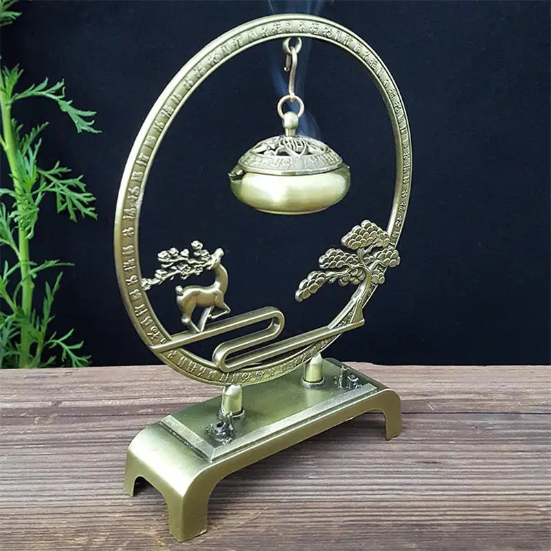 Retro Incense Burner Hollow Out Zinc Alloy Hanging Fulu Shou Incense Burner Household Incense Burner Incense Stick Ornament