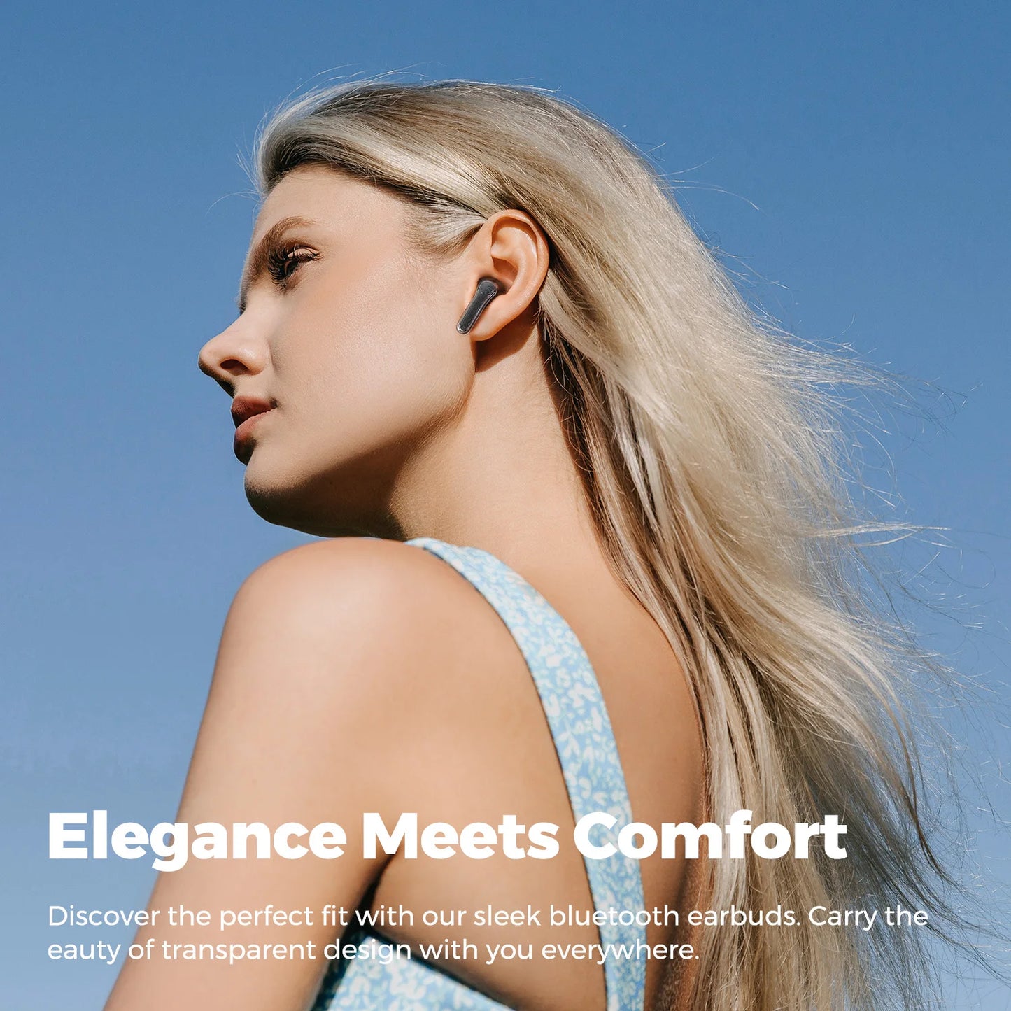SoundPEATS Clear Pods Bluetooth Wireless Earphones with Dual ENC Mic, 13mm Drivers,Deep Bass, Total 40H Playtime, APP Control