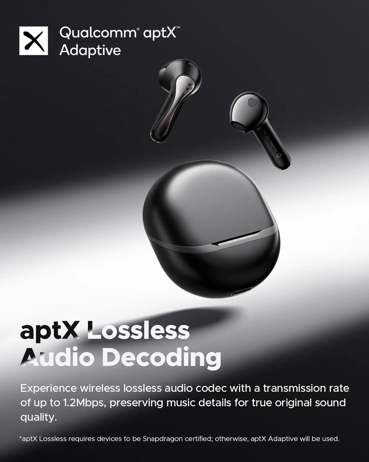 SoundPEATS Air5 ANC Bluetooth 5.4 Wireless Earbuds with Hi-Res Audio,aptX lossless,CVC V8.0,6MIC AI call noise reduction,IPX5