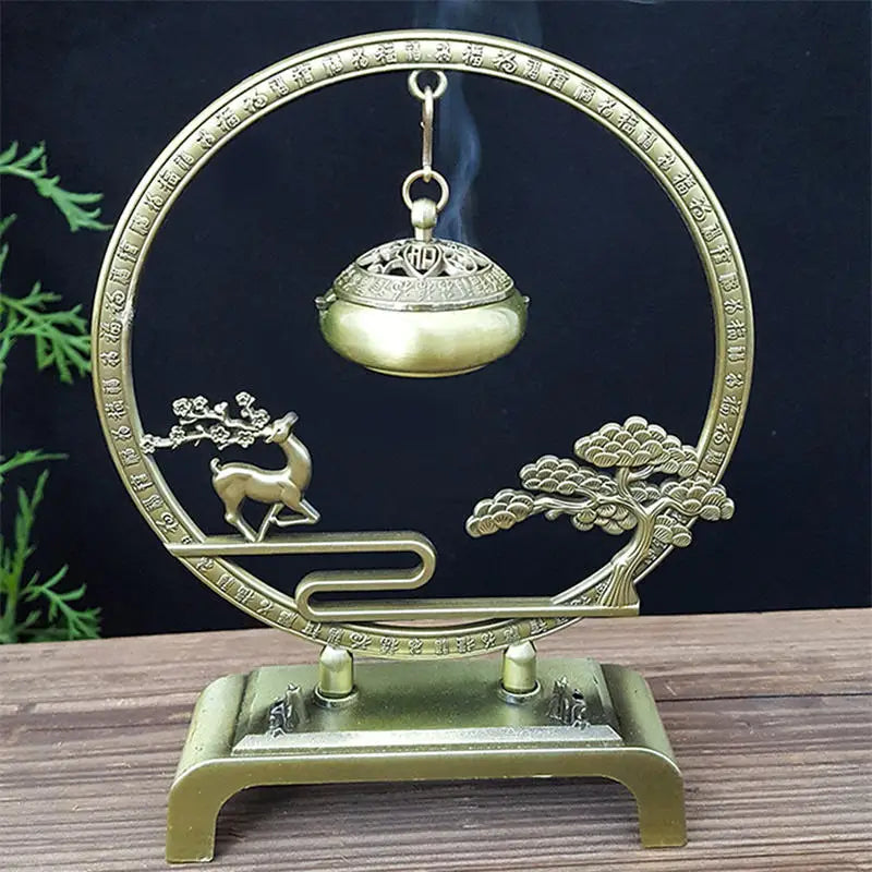 Retro Incense Burner Hollow Out Zinc Alloy Hanging Fulu Shou Incense Burner Household Incense Burner Incense Stick Ornament