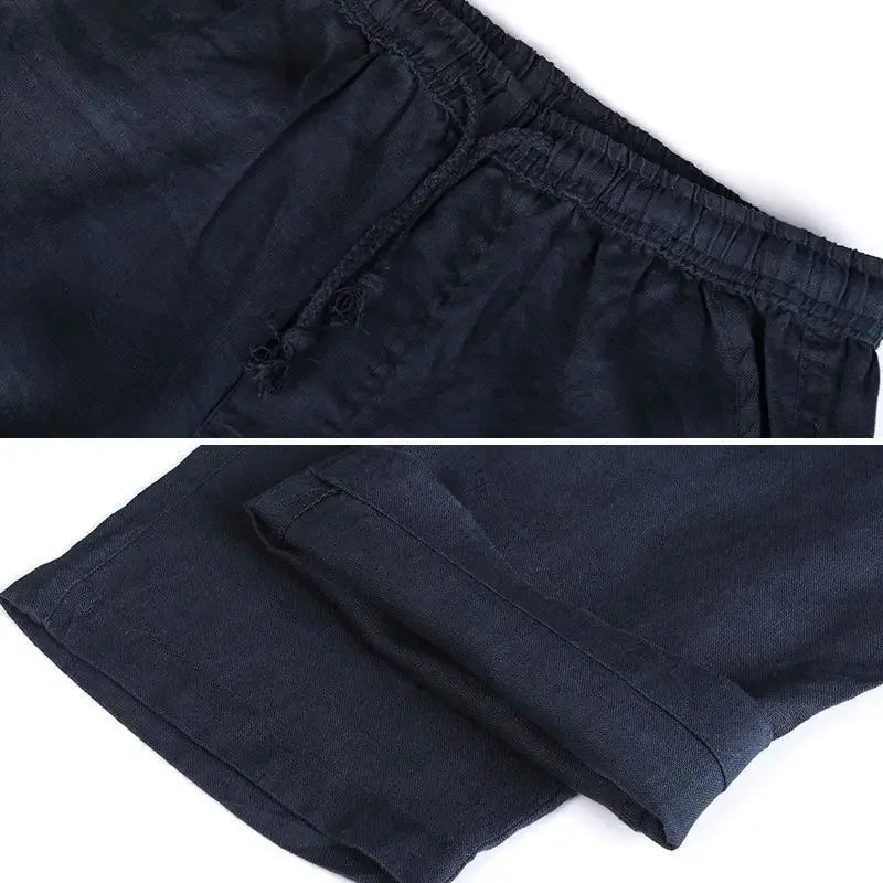 High-end 100% Pure Linen Pants Men's Thin Summer White Pants Casual Loose-fit Straight-leg Cotton Linen Trousers