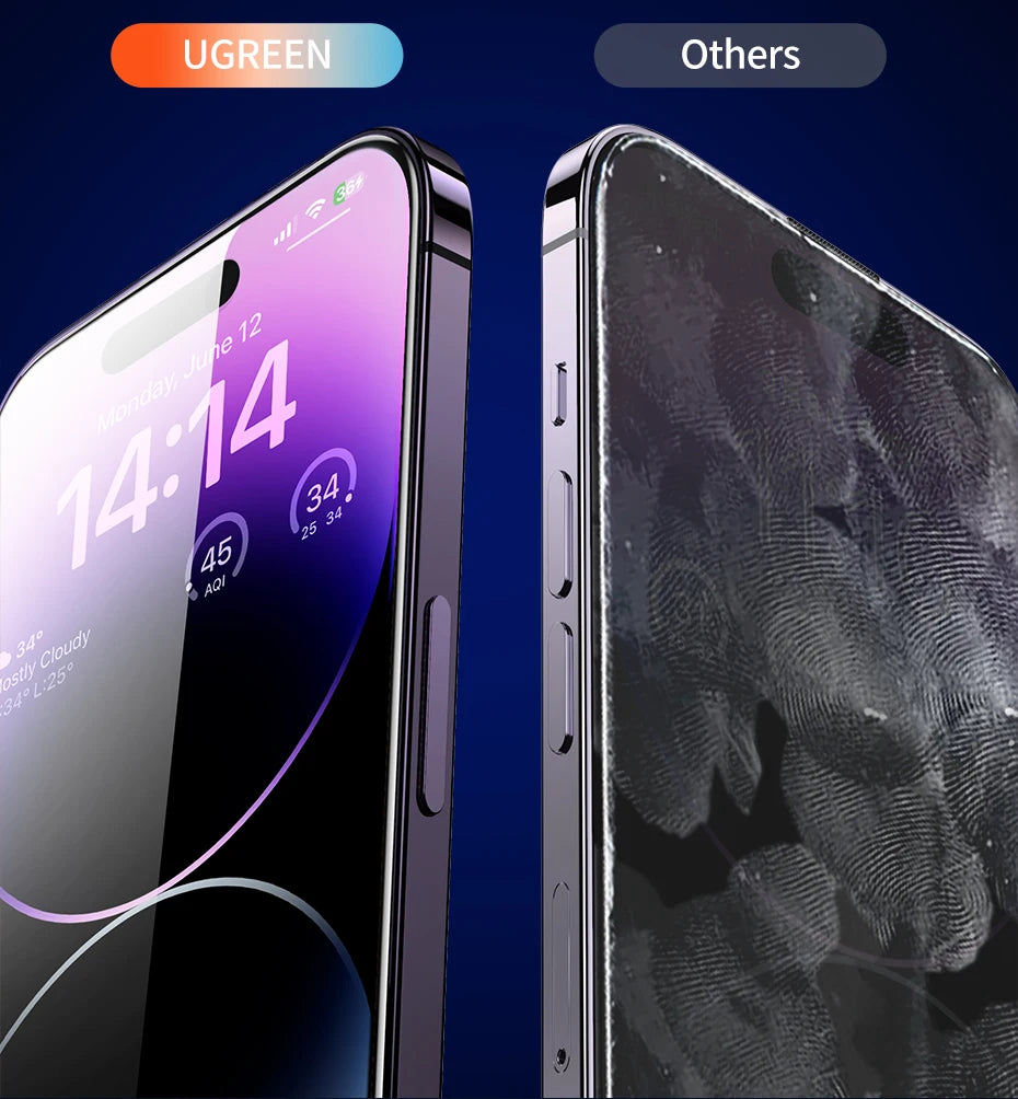 UGREEN for iPhone 15 14 13 Pro Max Glass Screen Protector for iPhone 12 11 XR iPhone 15 Pro Tempered Glass 9D Film
