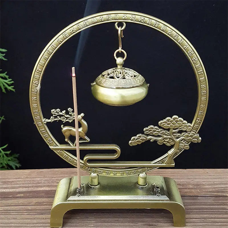 Retro Incense Burner Hollow Out Zinc Alloy Hanging Fulu Shou Incense Burner Household Incense Burner Incense Stick Ornament
