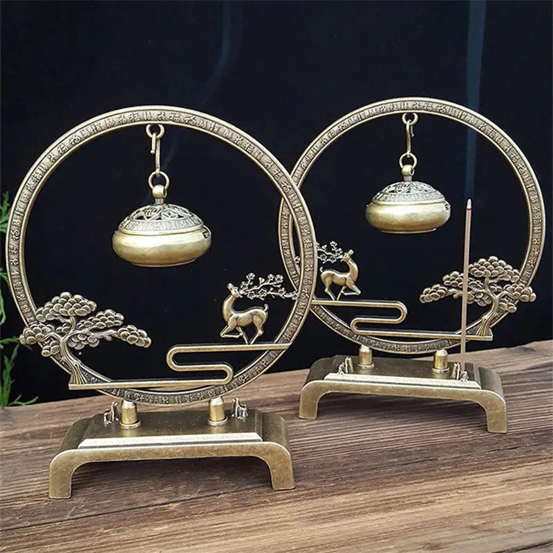 Retro Incense Burner Hollow Out Zinc Alloy Hanging Fulu Shou Incense Burner Household Incense Burner Incense Stick Ornament