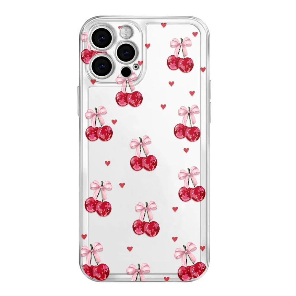 Cute Bows Phone Case For iPhone 16 15 14 13 12 11 Pro Max Mini X XR XS Max 78 15 Plus SE2022 Lens Protection Soft Back Cover