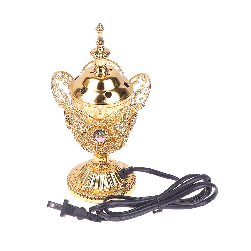 Metal Indoor Burner Middle East Church Electric Censer Metal Burner Vintage Sandalwood Burner (EU Plug)