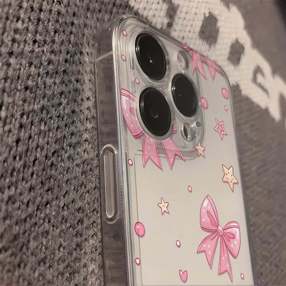 Cute Bows Phone Case For iPhone 16 15 14 13 12 11 Pro Max Mini X XR XS Max 78 15 Plus SE2022 Lens Protection Soft Back Cover