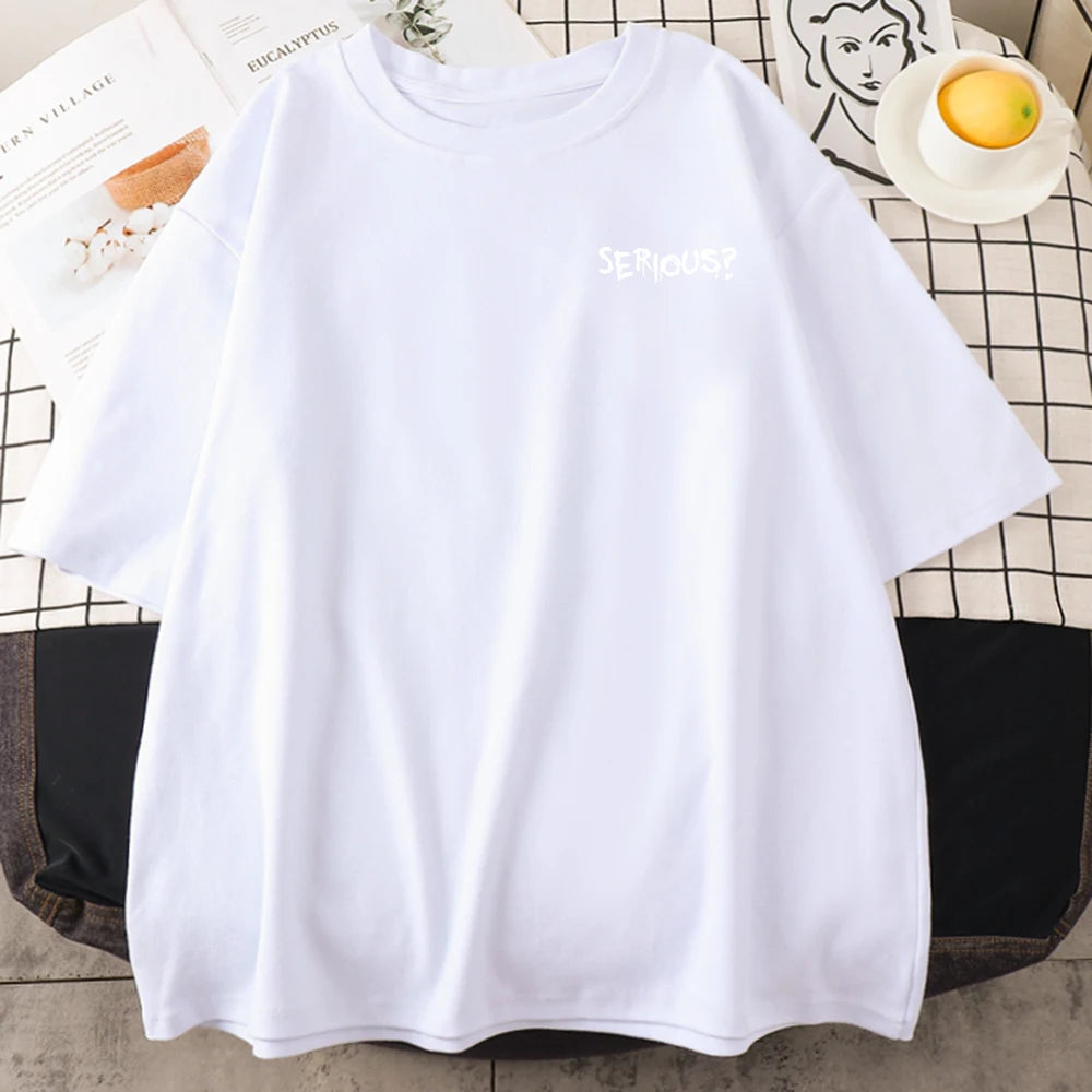 Creative Words Serious Printed Female T Shirtsimple S-Xxxl T-Shirts Retro Breathable Short Sleeved Comfortable Tshirts Women