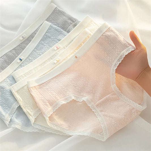 3PCS/Set Cotton Panties Women Antibacterial Crotch 2024 New Mid Waist Underwear Girls Breathable Triangle Shorts Lingerie Briefs