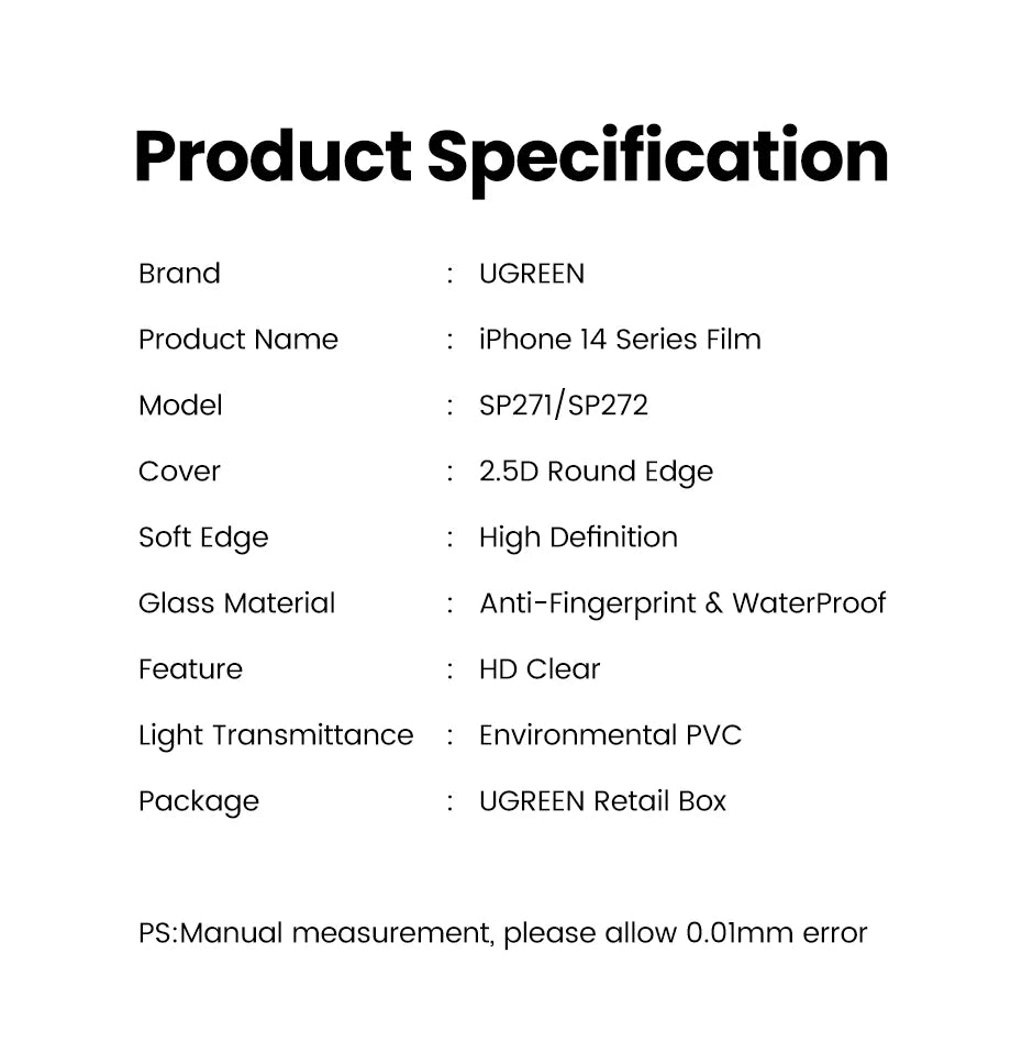 UGREEN 2PCS Screen Protector For iPhone 16 15 14 13 12 11 Pro Max Tempered Glass For iPhone 16 Plus Screen Protectors 15pro Film