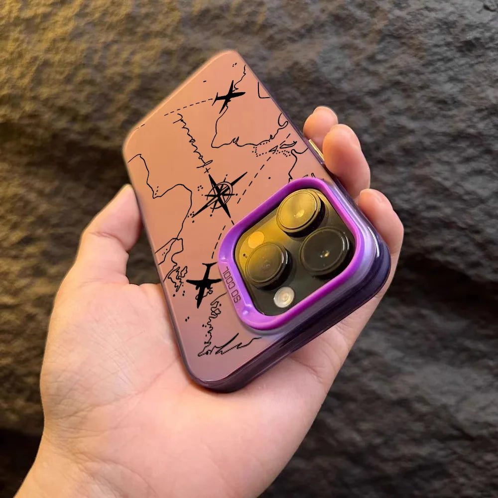 Travel Airplane Route Design Phone Case for IPhone 16 15 14 13 12 11 Mini Pro Max X XR XSMAX 8 7 Plus Anti Fall Matte Cover