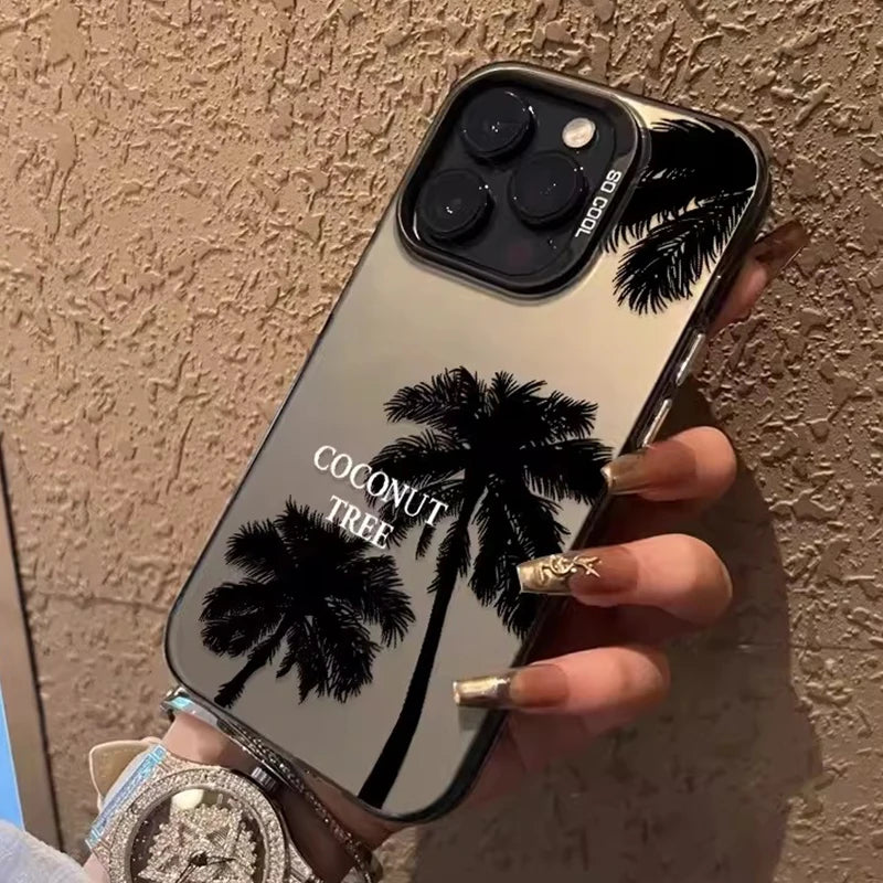 Phone Case For iPhone 16 15 14 13 12 11 Pro Max 7 8 Plus XS XR X SE2022 Summer Scenery Coconut tree Design Shockproof Hard Cover