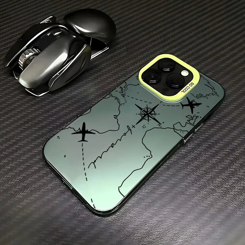 Travel Airplane Route Design Phone Case for IPhone 16 15 14 13 12 11 Mini Pro Max X XR XSMAX 8 7 Plus Anti Fall Matte Cover