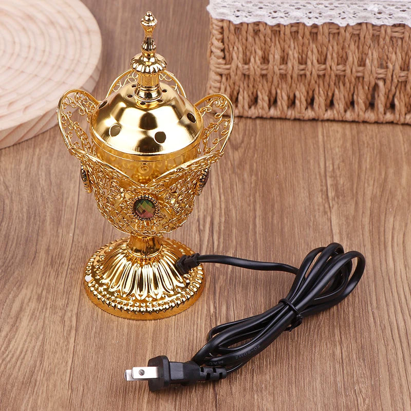 Metal Indoor Burner Middle East Church Electric Censer Metal Burner Vintage Sandalwood Burner (EU Plug)