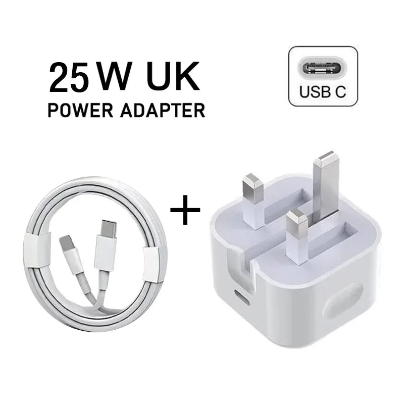 Foldable UK Plug USB-C Port Fast Charging QC3.0 PD 25W Type C Quick Charge For iPhone 16 15 Travel Wall Charger Power Adapter